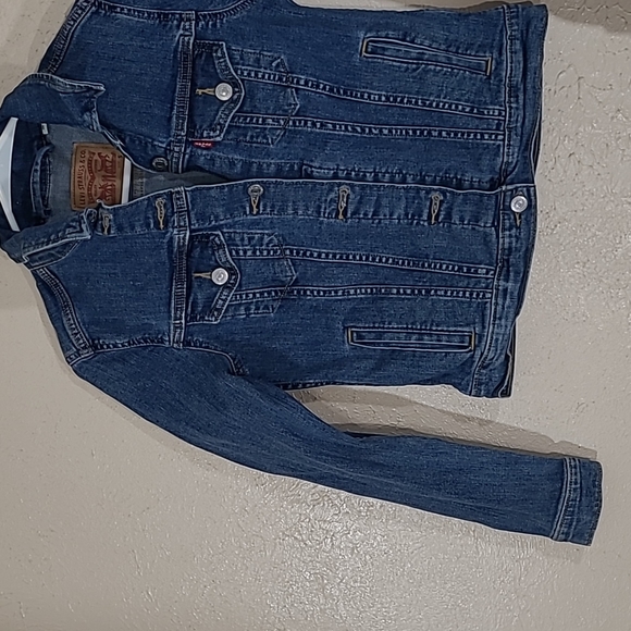 Levis Denim Trucker Jacket Womens Size Small Dark Wash - Picture 3 of 11
